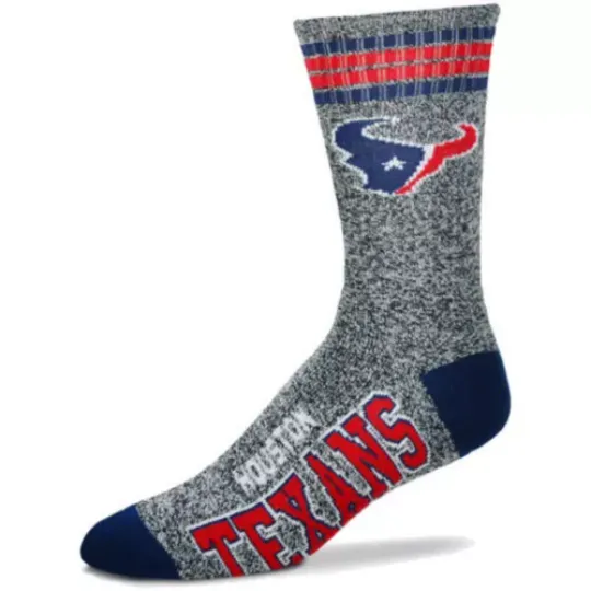 Discover Houston Texans football Got Marbled? Gray 4-Stripe Deuce Crew Socks *Medium