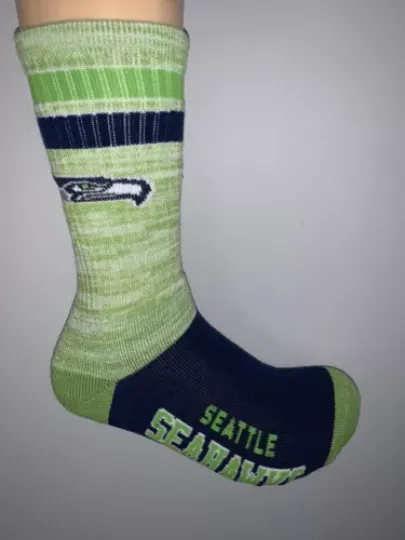 SEATTLE SEAHAWKS football FOOTBALL JERSEY LOGO RETRO DUECE CREW LENGTH SOCKS LARGE