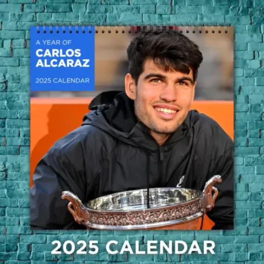 Carlos Alcaraz 2025 Tennis Stars Calendar, 12-Month Athlete Wall Calendar