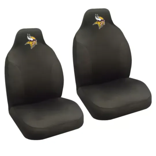 football Minnesota Vikings Car Truck Suv Black Front Bucket Seat Covers Set