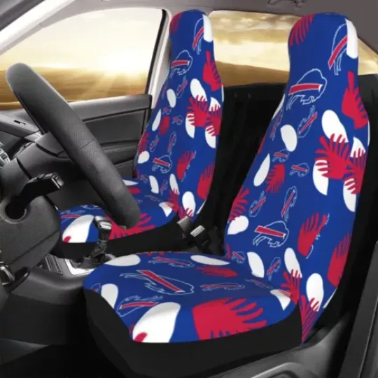 2pcs Buffalo Bills Elastic Car Seat Covers Car Front Rear Protectors Decor