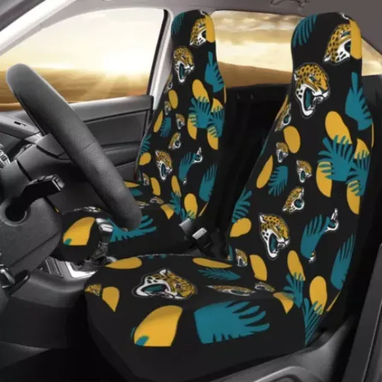 2pcs Jacksonville Jaguars Elastic Car Seat Covers Front Rear Protectors Decor