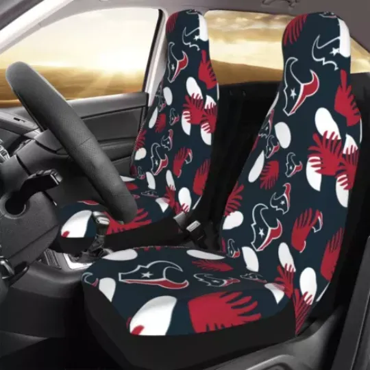 2pcs Houston Texans Elastic Car Seat Covers Car Front Rear Protectors Decor