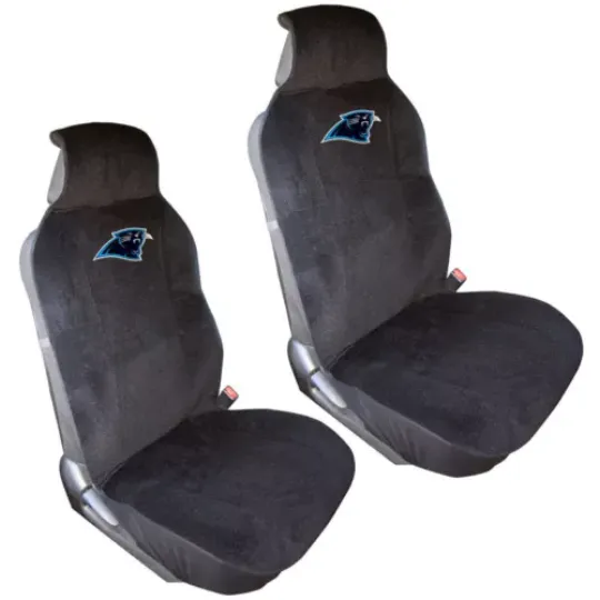 New 2pc football Carolina Panthers Car Truck Front Sideless Seat Covers Set