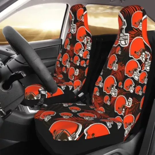 2pcs Cleveland Browns Elastic Car Seat Covers Printed Seat Cover Universal