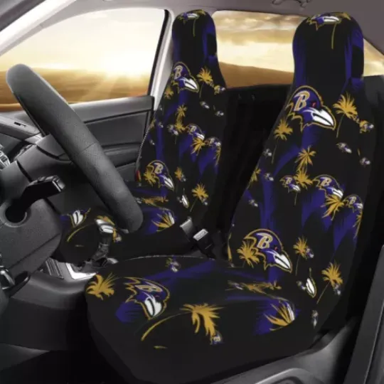 2pcs Baltimore Ravens Elastic Car Seat Covers Hawaii Printed Seat Cover Soft