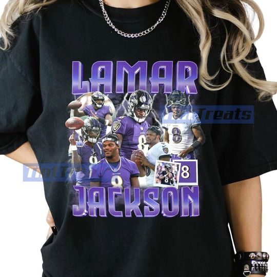Vintage Lamar Jackson Shirt - Football Shirt Custom Vintage Design 90s Graphic Tee Unisex Bootleg Retro football Gift Ravens Team