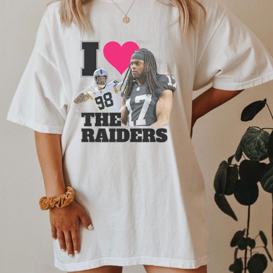COMFORT COLORS I love the Raiders Davante Adams Maxx Crosby Tshirt, Bootleg Davante Shirt, football Vintage, Las Vegas Raiders Gear, 90s Oakland