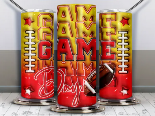 Football Game Day Tumbler Wrap | 3D Inflated Football Tumbler wrap Design | Football Tumbler Wrap | Football Tumbler