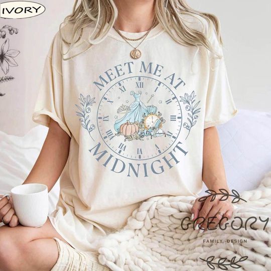 Disney Meet Me at Midnight Cinde Comfort Color Shirt, Cinde Princess Midnight Shirt,  Disney WDW Matching Family Shirt
