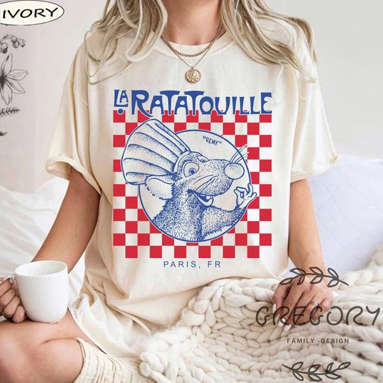 Disney Pixar Ratatouille Remy Paris Checkerboard Comfort Color Shirt, Mouse Chef Shirt, Epcot Shirt, Disneyworld Shirt, Unisex T-shirt