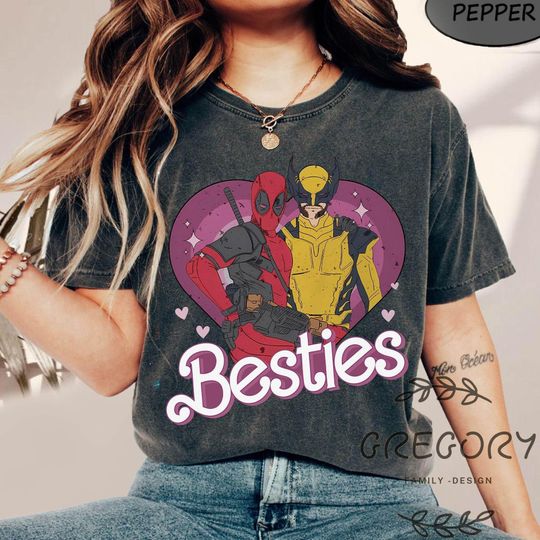 Cute Deadpool Wolverine Besties Comfort Colors Shirt, Wolverine Deadpool Movie Shirt, Superhero Best Friends Shirts, Men's and Women's