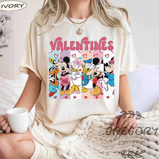 Disneyland Castle Mickey And Friends Valentine Comfort Colors Shirt, Disneyland Couple Valentine Shirt, Disney Couple Matching Gift Tee
