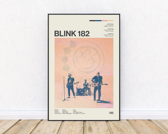 B182 Inspired Mid-Century Modern Poster, Retro Style Print, Rock Music, Pop Punk, Wall Art