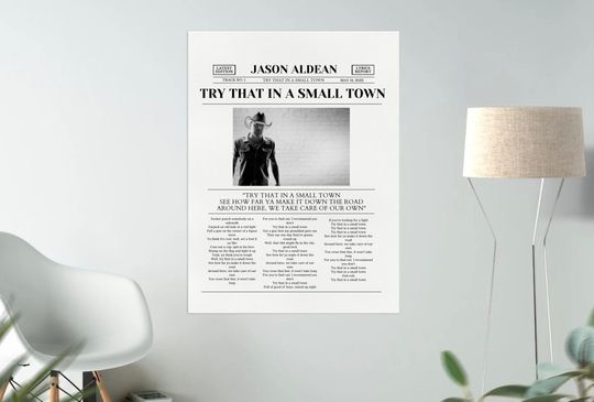Jason Aldean Try That In A Small Town Retro Song Poster, Dorm Room Poster, Room Decor, Art, Wall Art, Song Poster, Jason Aldean, Retro