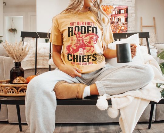 Kansas City Football Chiefs Not Our First Rodeo T-Shirt, KC Football Tee, Game Day Shirt Gift for Mom, Dad, Comfort Colors Oversized Look