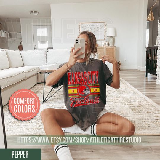 Kansas City Football Comfort Colors Vintage Style T-Shirt, Kansas City Football Crewneck, Football T-Shirt, Kansas City Fan Gifts