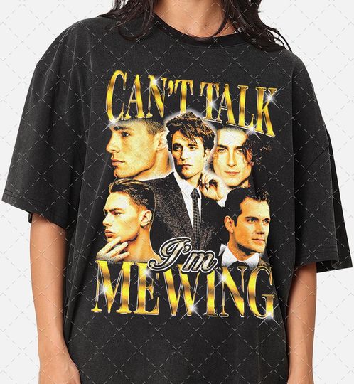 Can't Talk I'm Mewing Bootleg 90s Graphic Tee, Funny Shirt Gifts For Woman and Man Unisex T-Shirt