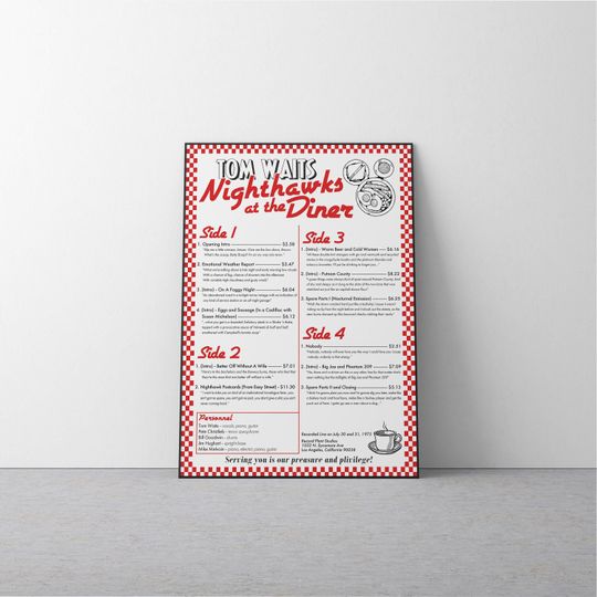Discover Tom Waits - Nighthawks at the Diner Poster | Vintage Music Print