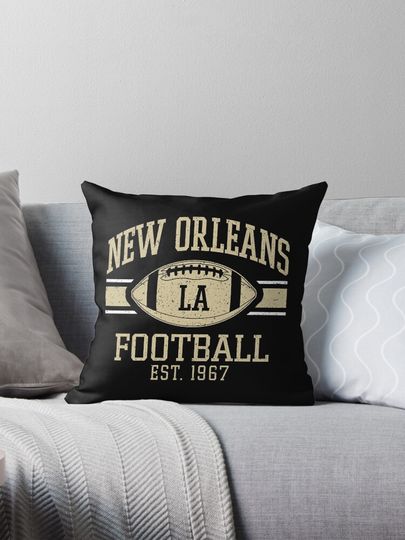 Vintage New Orleans Football Team Louisiana NOLA Retro Pillow