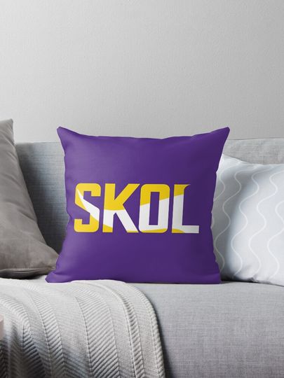 Minnesota Vikings Skol Text Design Pillow