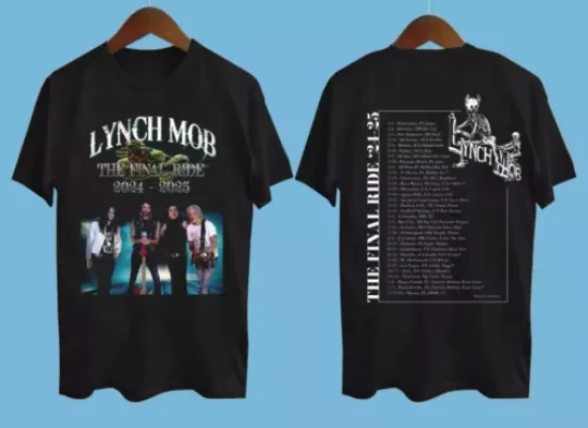 Lynch Mob The Final Ride 2024-2025 Tour Date Black T-Shirt - Gift For Fans