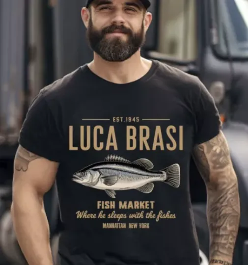 Luca Brasi Fish Market The Godfather EST 1945 Black T-Shirt