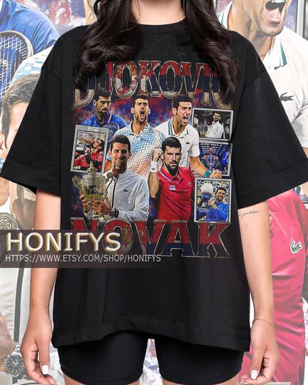 Vintage Novak Djokovic Shirt, Sweatshirt , Tennis shirt, Classic 90s Graphic Tee, Unisex, Vintage Bootleg,  Tennis Fan Gift