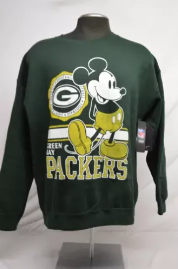 NEW Disney x Junk Food Green Bay Packers Men's Crewneck Sweatshirt Size LARGE