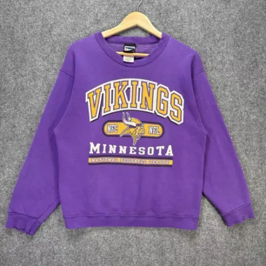 Vintage Minnesota Vikings Sweatshirt Mens Medium Purple 90s football Football USA