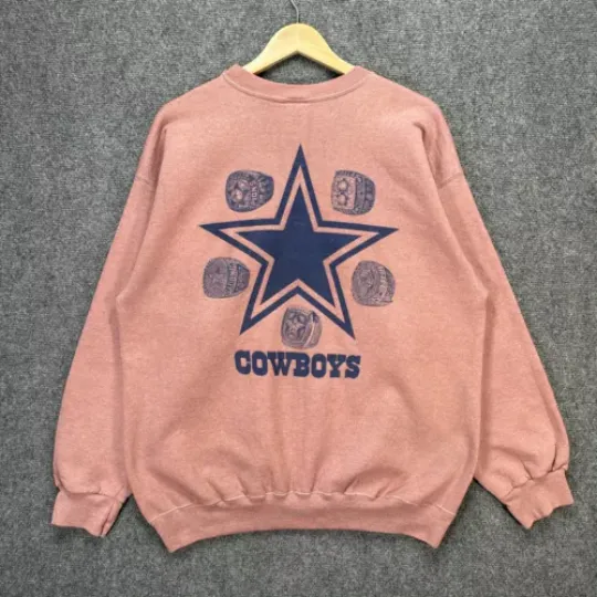 Vintage Dallas Cowboys Sweatshirt Mens Large Brown 90s Got Rings Super Bowl football