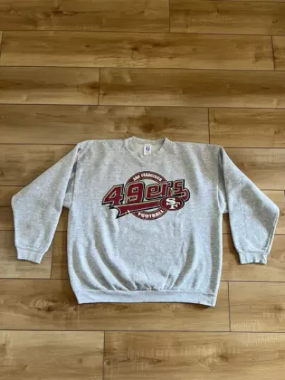 San Francisco 49ers 90s Logo 7 Gray Crewneck Sweatshirt Size XL football Vintage