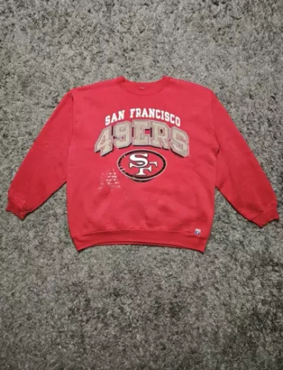 Vintage 90s San Francisco 49ers Logo 7 Red Crewneck Sweatshirt Size X-Large football