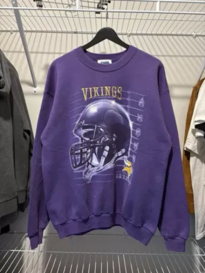 Vintage Minnesota Vikings Sweatshirt Mens XL Purple 90s Helmet football 1996