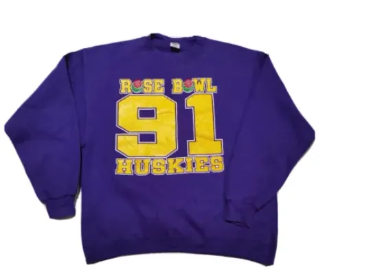 Vintage Sweatshirt Rose Bowl 91 huskies football Football 80s 1980s VTG
