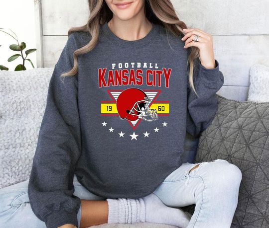Vintage Kansas City Football Sweatshirt, Kansas City Hoodie, Trendy Fan Apparel, Football Crewneck Sweater, Game Day Kansas City Gear