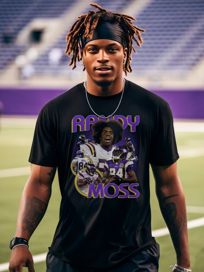 Randy Moss Minnesota Football Shirt for Men Women Vintage 90s Bootleg Style Classic Graphic Tee Gift for Football Fan Retro Streetwear Merch