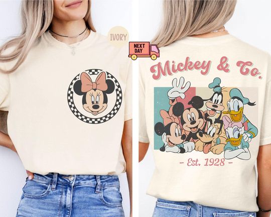 Retro Mickey & Friends Shirt,Disney Vacation Shirt,Checkered Magic Kingdom Family Matching Trip Tee