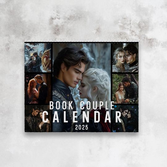 BOOKISH COUPLES 2025 Wall Calendar, Fourth Wing, Throne of Glass, Fictional Characters, Reading Gift, Literary Lover, Bookworm Present