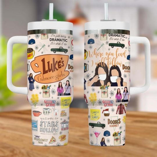 Gilmore Girls Tumbler 40 Oz, Lukes Gilmore Girls Tumbler Cup, Stars Hollow Tumbler With Straw, Movie Coffee Tumbler, Tv Show Fan Gift