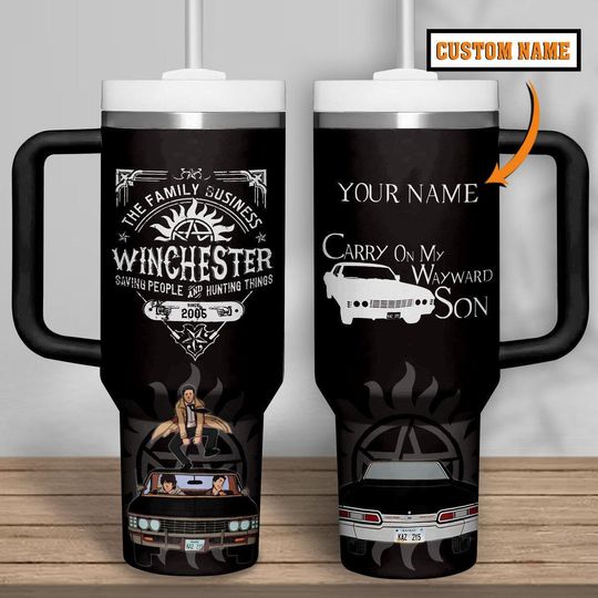 Supernatural 40Oz Tumbler, Carry On My Wayward Son Tumbler, Dean Winchester Stainless Tumbler, Winchester Brothers Drinkware Tumbler