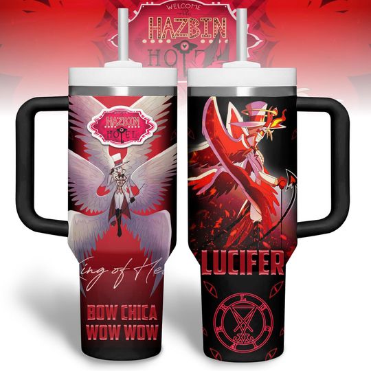 Hazbin Hotel Stainless Tumbler, Lucifer 40 oz Tumbler, Lucifer Morning Tumbler With Straw, Cute Anime Tumbler Cup, Lucifer Fan Gift