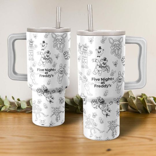 Five Nights At Freddy's Stainless Tumbler, Video Game 40 oz Tumbler, Fnaf Gaming Tumbler With Straw, Birthday Gift, Gaming Gift