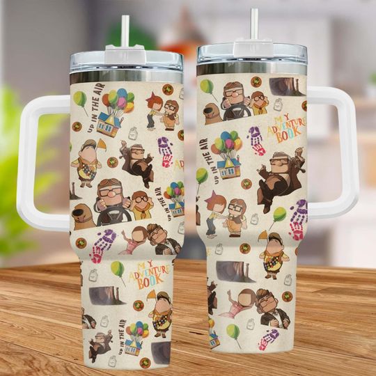 Up Movie 40oz Tumbler, Carl And Ellie Tumbler Cup, Disney Characters Stainless Steel Tumbler, Birthday Gift, Gift For Women Men