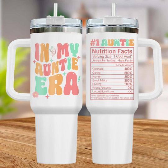 In My Auntie Era Tumbler, Best Aunt Era 40oz Tumbler, Baby Pregnancy Announcement for Aunt, Gift For Aunt, Drinkware Tumbler