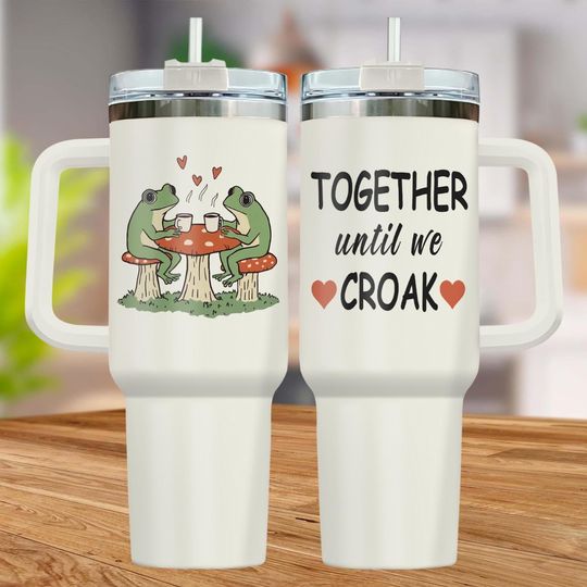 Frog Valentine Tumbler, Frog Couple 40oz Tumbler, Anniversary Tumbler, Engagement Gift, Cute Valentine, Honeymoon Mr And Mrs Tumbler