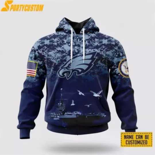 Custom Philadelphia Football Team Eagless 3D Hoodie Full