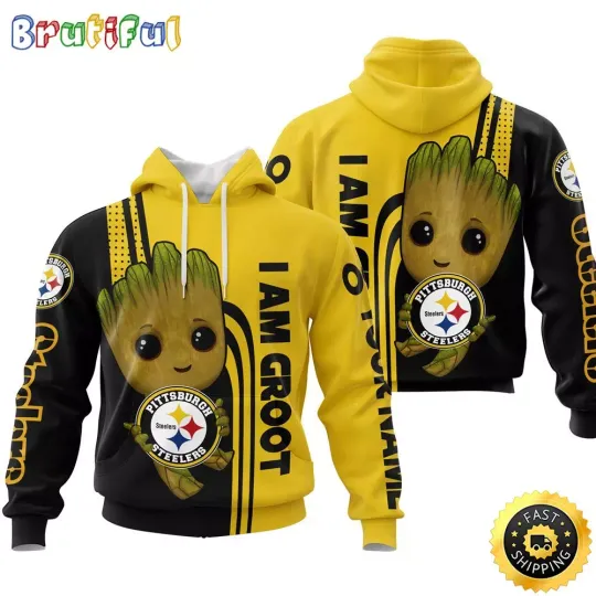Pittss Team Steelerss 3D Cartoon Hoodie, Men and Women Full Size Hoodie