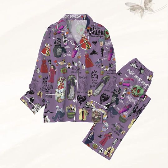 Disney Villains Pajamas Set, Bad Witch Club Holiday Pajamas, Maleficent, Ursula, Evil Villains Pajamas, Witchy Matching Pajamas Set,