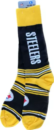 Pittsburgh Steeler football Go Team Crew Socks Team Colors One Size Fits Most Black